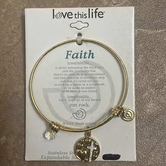 love this life Jewelry - Love this life “Faith” stainless steel expandable bangle